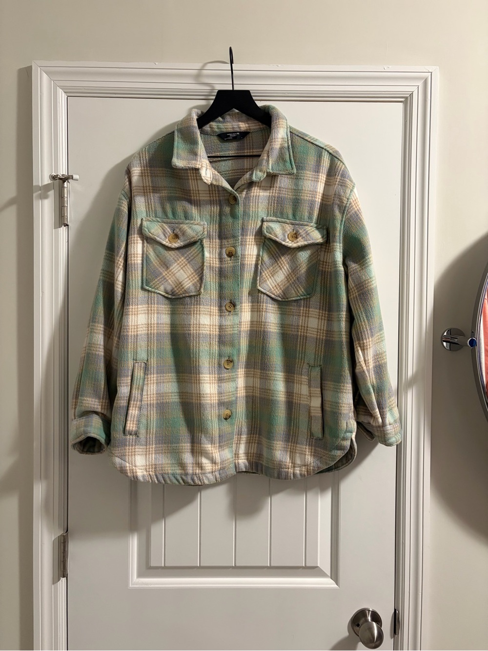 Plaid Shacket Jacket - Sage Green & Cream